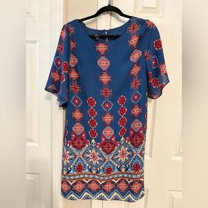4/$15 I.N. San Francisco Blue Sheath Midi Dress with Flutter Sleeves Size Large